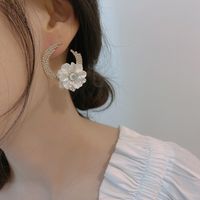 Retro Moon Flower Rhinestone Earrings main image 3
