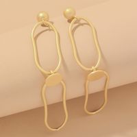 Korean Matte Gold Oval Long Earrings main image 1