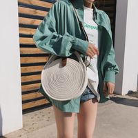 Fashion Hemp Rope Round Straw Woven Shoulder Bag main image 3