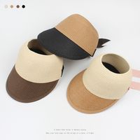 Fashion Contrast Color Bow Empty Top Straw Hat main image 2