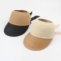 Fashion Contrast Color Bow Empty Top Straw Hat main image 4