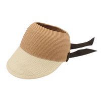 Fashion Contrast Color Bow Empty Top Straw Hat main image 6