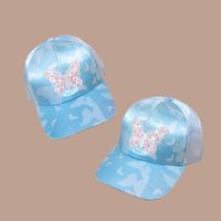Korean Sequined Butterfly Blue Peaked Cap main image 4