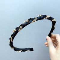 Fashion Leather Metal Chain Twist Braid Headband sku image 1