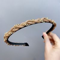 Fashion Leather Metal Chain Twist Braid Headband sku image 4