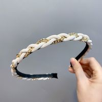 Fashion Leather Metal Chain Twist Braid Headband sku image 5
