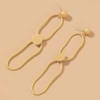 Korean Matte Gold Oval Long Earrings sku image 1
