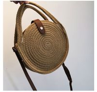 Fashion Hemp Rope Round Straw Woven Shoulder Bag sku image 1