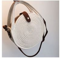 Fashion Hemp Rope Round Straw Woven Shoulder Bag sku image 2