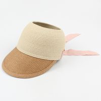 Fashion Contrast Color Bow Empty Top Straw Hat sku image 2