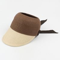 Fashion Contrast Color Bow Empty Top Straw Hat sku image 8