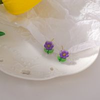 Korean Resin Flower Earrings Wholesale sku image 2