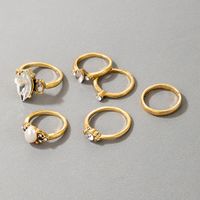 Fashion Gold-plated Pearl Rhinestone 6-piece Rings Set main image 5