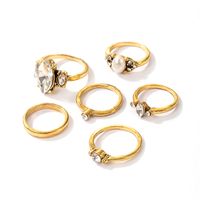 Fashion Gold-plated Pearl Rhinestone 6-piece Rings Set main image 7