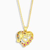 Fashion Heart-shape Letter Mom Copper Necklace main image 5