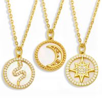 Fashion Moon Star Copper Zircon Necklace Wholesale main image 2