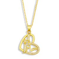 Fashion Diamond Heart-shape Letter Mom Copper Necklace main image 3