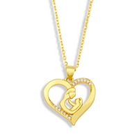 Fashion Diamond Heart-shape Letter Mom Copper Necklace main image 4