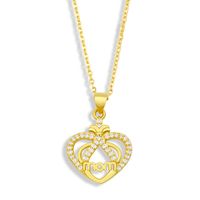 Fashion Diamond Heart-shape Letter Mom Copper Necklace main image 5