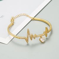 Fashion Heart-shaped Zircon Copper Bracelet Wholesale main image 3