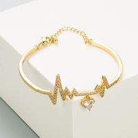 Fashion Heart-shaped Zircon Copper Bracelet Wholesale main image 5
