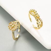 Creative Bowknot Flower-shaped Open Copper Ring main image 2