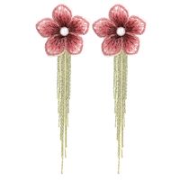 Korean Mesh Fabric Flower Earrings main image 2