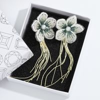 Korean Mesh Fabric Flower Earrings main image 6