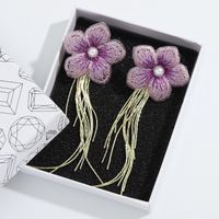 Korean Mesh Fabric Flower Earrings main image 5