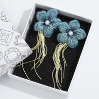 Korean Mesh Fabric Flower Earrings main image 4
