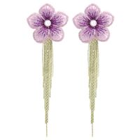 Korean Mesh Fabric Flower Earrings main image 3