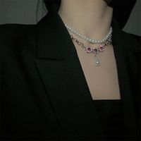Korea Double-layer Alloy Pearl Necklace main image 1