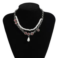 Korea Double-layer Alloy Pearl Necklace main image 3