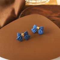 Simple Blue Bow Alloy Earrings Wholesale main image 5