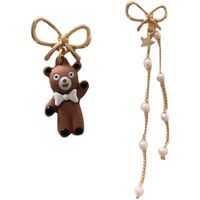 Cartoon Bear Pearl Tassel Earrings main image 6