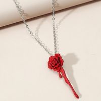 Korean Rose Flower Alloy Necklace Wholesale sku image 1