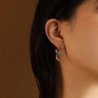 Korean Stitching Titanium Steel Earrings sku image 4
