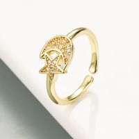 Fashion Copper Micro-inlaid Open Palm Moon Ring sku image 1