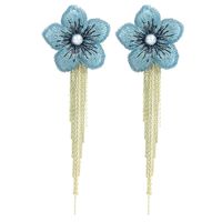 Korean Mesh Fabric Flower Earrings sku image 1
