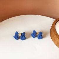 Simple Blue Bow Alloy Earrings Wholesale sku image 1