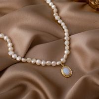 Baroque Pearl Water Drop Copper Necklace Wholesale sku image 1