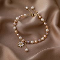 Korea Pearl Crystal Daisy Copper Bracelet Wholesale sku image 1