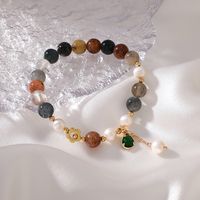 Fashion Pearl Five-pointed Star Moon Colorful Crystal Bracelet main image 2