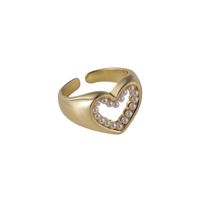 Retro Hollow Pearl Heart Open Ring main image 6