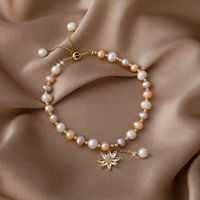 Korea Pearl Crystal Daisy Copper Bracelet Wholesale main image 1