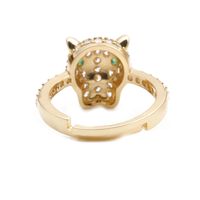 Simple Micro-inlaid Leopard Head  Open Ring main image 6