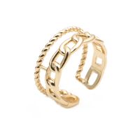 Mode Twisted Chain Button Open Ring main image 5