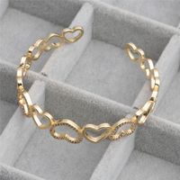 Fashion Golden Zircon Heart-shape Copper Bracelet Wholesale main image 5