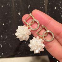Fashion Letter Resin White Flower Earrings main image 1
