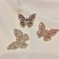 Butterfly Purple Pink Color Diamond Brooch main image 6